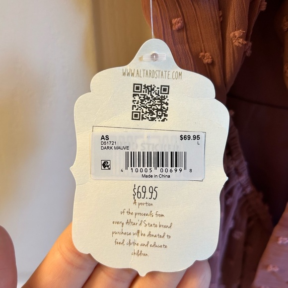 Altar’d State Pink Aurelia Clip Dot Dress with Bow Back Size Large - Picture 4 of 10